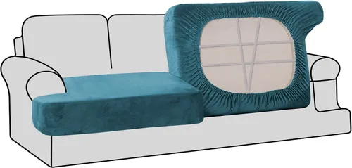 Vista 32 de H.VERSAILTEX Fundas de terciopelo elástico para silla con cojín en forma de T para sala de estar, funda de sofá, funda de asiento con cojín