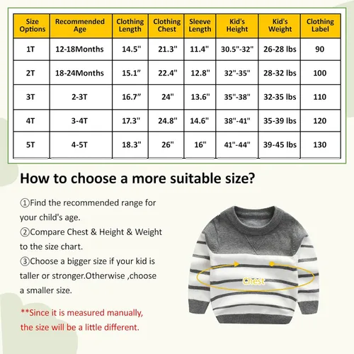 Vista 6 de Peecabe Suéter de punto trenzado para bebés y niños pequeños, de manga larga, cuello redondo, a rayas, de algodón, para otoño e invierno, 1-5T