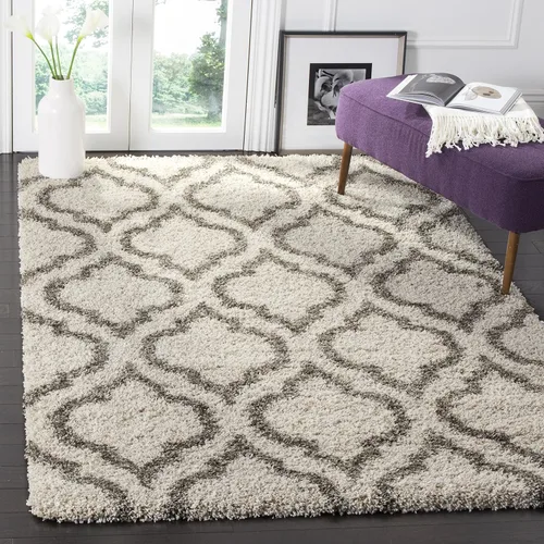 Vista 18 de SAFAVIEH Hudson Shag Collection - Alfombra decorativa de 2 x 3 pies, diseño marroquí, color gris y marfil, no desprende pelusa y de fácil cuidado, 2