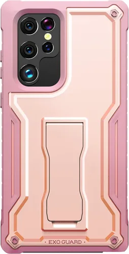 Vista 9 de ExoGuard Funda para Samsung Galaxy S22 Ultra, funda de goma resistente a prueba de golpes con soporte incorporado (azul)