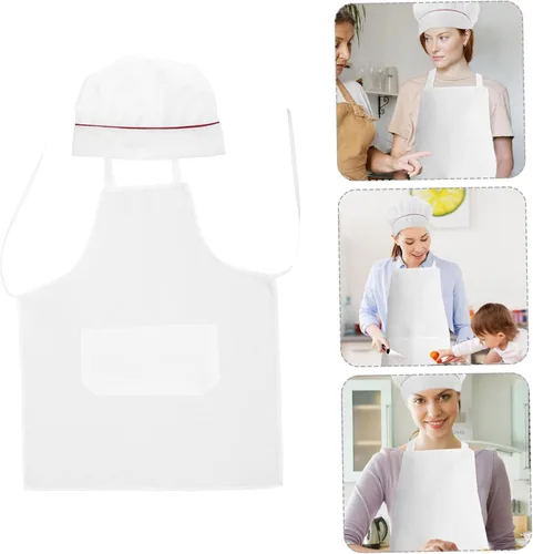 Vista 7 de Delantal de camarero delantal de chef delantal de cocina delantal de camarera delantal blanco, Blanco