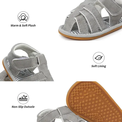 Vista 10 de Sandalias para bebé niña niño, suela antideslizante suave de primera calidad, sandalias de bebé para bebé, zapatos de playa casuales de verano