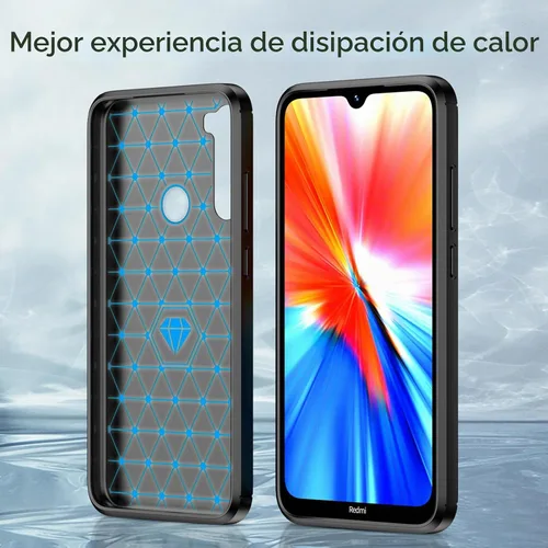 Vista 4 de Funda protectora para Xiaomi Redmi Note 8 de fibra de carbono, TPU suave, antideslizante, duradera, ligera, protectora para Redmi Note 8, negro