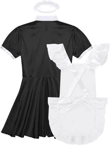Vista 4 de Yartina Pijama de satén sedoso para hombre, ropa de dormir francesa