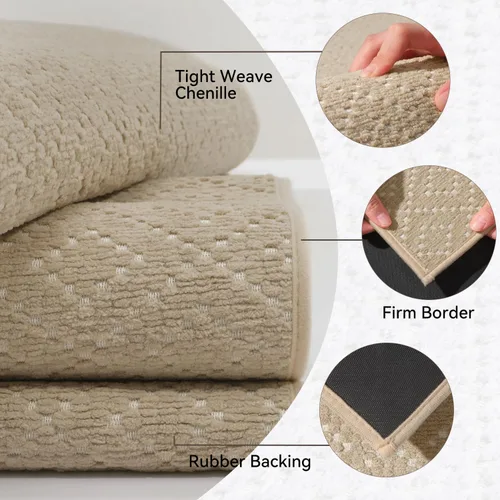 Vista 3 de AMOAMI Tapete de baño fino, súper absorbente, antideslizante, parte trasera de goma, tapetes de baño para baño, secado rápido, superficie