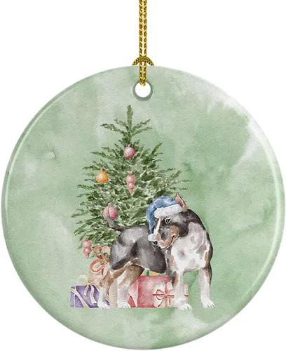Vista 7 de Caroline's Treasures Bulldog, Bulldog inglés #2 y árbol de cerámica adorno colgante para árbol de Navidad, decoración colgante para el hogar