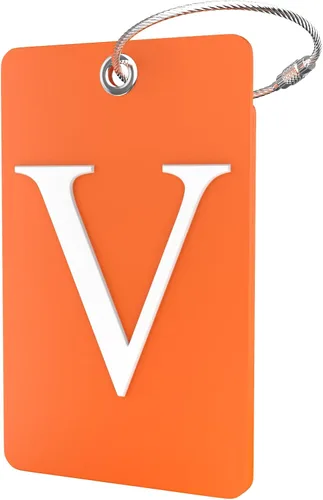 Vista 236 de Etiqueta de equipaje con inicial, totalmente flexible, con aro de acero inoxidable, letra G