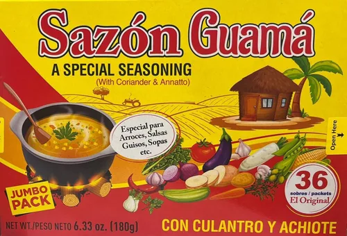 Vista 3 de Sazón Guama Condimento con cilantro y Annatto, 6.33 oz, 2 paquetes