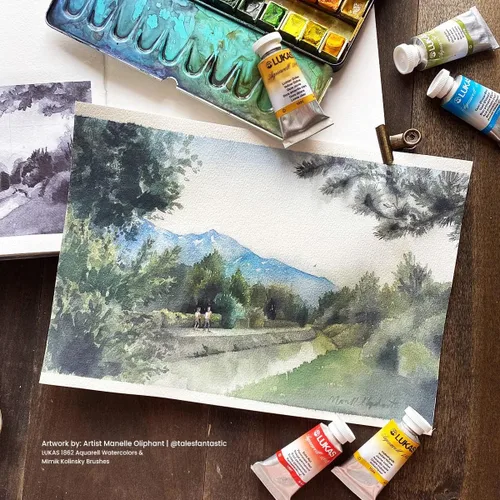 Vista 5 de Lukas 1862 Aquarell Artists' - Juego de 24 medias sartenes, pintura de acuarela vibrante de grado profesional, fácil de mojar, color intenso, larga
