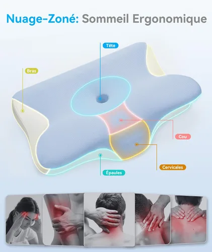 Vista 2 de Almohada Cervical para el Cuello para Alivio del Dolor - Almohada Cervical para Personas que Duermen de Lado, Espalda y Estómago, Almohada
