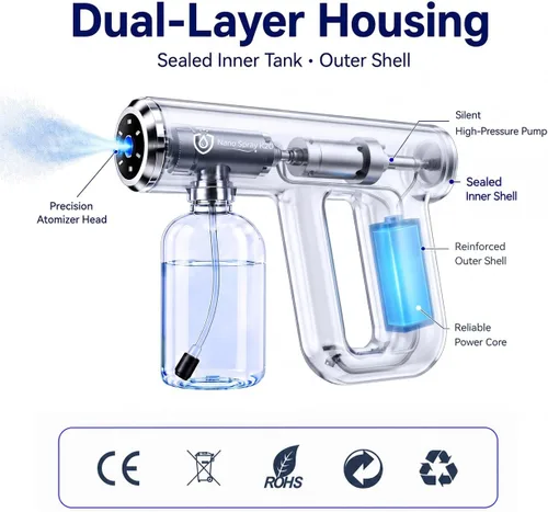 Vista 4 de Nano Mist Spray, pistola de pulverización nano inalámbrica de mano Blanco Ártico