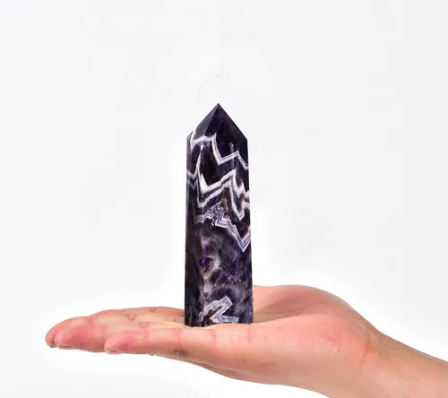 Vista 2 de AMOYSTONE Dream Amethyst - Varita hexagonal con 6 pilares facetados individuales de 0.6-1 libras para reiki, meditación, colección, decoración