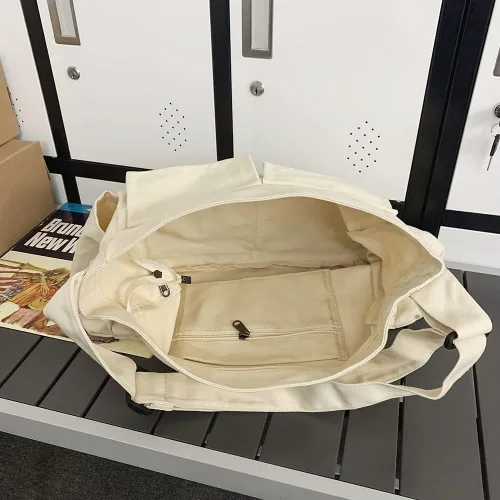 Vista 2 de Bolso bandolera de lona con alfileres y colgante para mujeres y niñas, bolso escolar estético casual