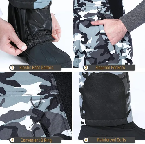Vista 5 de Sportneer Pantalones de nieve para hombre, overoles aislados para la nieve que te mantienen caliente y seco para snowboard y esquí