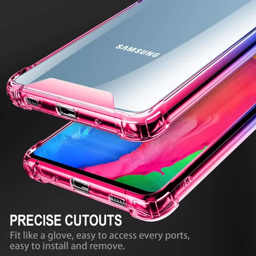 Vista 6 de Funda para Samsung Galaxy S20 - Funda protectora delgada transparente con parachoques de TPU reforzado, a prueba de golpes, color azul y rosa
