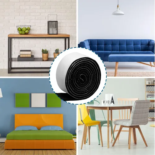 Vista 7 de Shappy Paquete de 2 tiras de fieltro con parte trasera adhesiva, rollo de cinta de fieltro, antideslizantes, autoadhesivas, cortables para muebles
