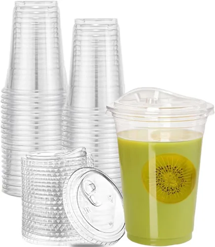 Vista 8 de Artpreti Vasos de plástico transparente de 12 onzas con tapas sin popote, tazas de café de plástico desechables con tapas, tazas para café helado