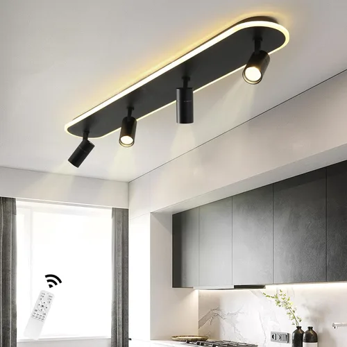 Vista 12 de Jaycomey Lámpara LED de 4 luces con control remoto, focos de luz de techo regulables de 41 W, ajustable de 3000 K-6500 K, moderna lámpara de techo