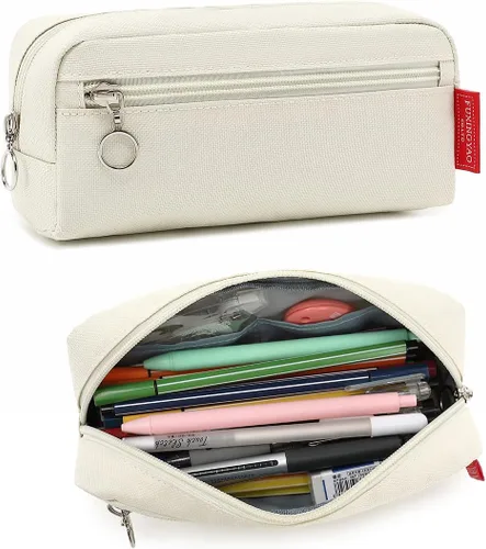 Vista 9 de FUXINGYAO Estuche grande para lápices y bolígrafos de gran capacidad para oficina, bolsa de almacenamiento simple, estuche de papelería para adultos