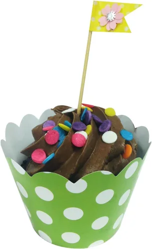 Vista 10 de AllyDrew Envolturas para cupcakes de lunares de tamaño estándar (juego de 20), color negro