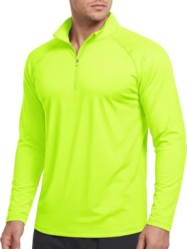 Vista 22 de CRYSULLY Camiseta de manga larga con cremallera de 1/4 para hombre, con protección solar, pullover UPF 50+, rash guard para correr, camiseta ligera