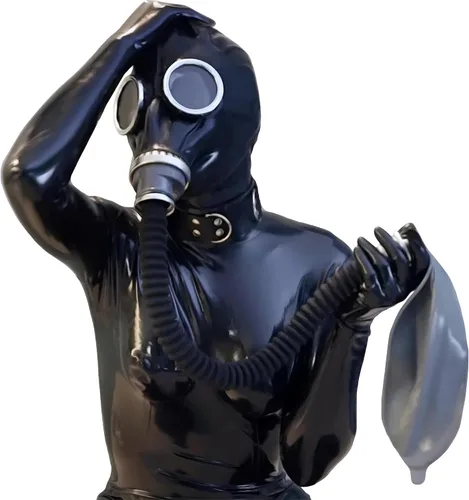 Vista 3 de ABWL Máscara de látex para cosplay, máscara steampunk de cara completa