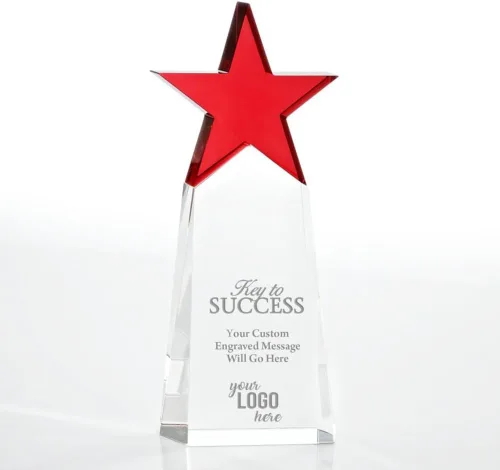 Vista 12 de Baudville Trofeo grabado – Cristal – Torre con estrella en la parte superior – Premio para empleados – Grabado personalizado de hasta cuatro líneas