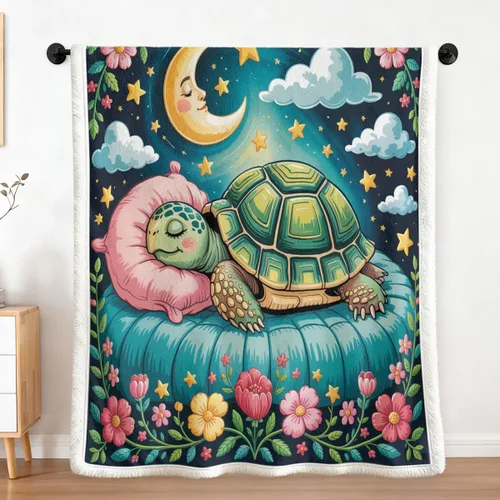Vista 12 de Sleepwish - Manta de vellón de tortuga para niños, niñas y niños, de felpa suave, color teja y turquesa, sherpa, para sofá o silla, tamaño bebé