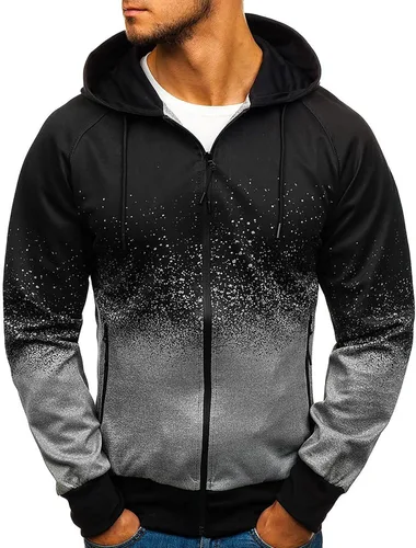 Vista 12 de Ymosrh Sudaderas con capucha de forro polar para hombre, sudaderas con capucha de color degradado, sudadera con capucha de manga larga, tops