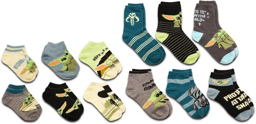 Vista 2 de Baby Yoda - Juego de calcetines con calendario de cuenta regresiva para cumpleaños, paquete con 12 pares de calcetines de Star Wars para niños