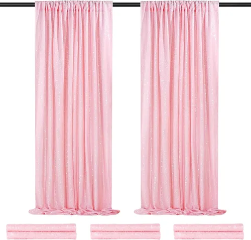 Vista 58 de 2 cortinas de 2 x 8 pies de lentejuelas con brillantina para marco de fotografía, para fiestas o fondos de fotografía