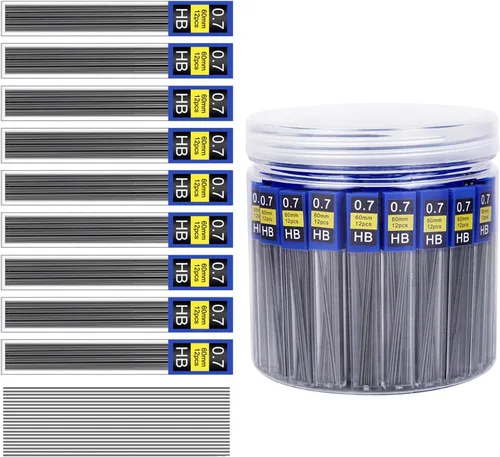 Vista 7 de Morepack Recambio de mina de 0.5 mm, 840 piezas de recambios de mina 0.5 mm para lápiz mecánico, 0.5 mm HB, recambios de lápiz mecánico resistentes