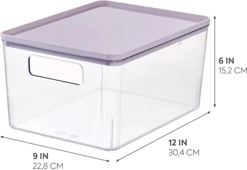 Vista 2 de Rosanna Pansino x iDesign - Contenedor de plástico reciclado para almacenamiento de cocina con tapa, contenedor transparente/tapa de chispas