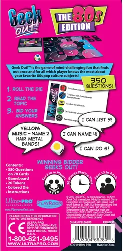 Vista 4 de Geek Out! - Edición de los 80, juego de fiesta de cultura pop, divertido juego de bluffing para adultos, familiar, nostalgia clásica de los 80