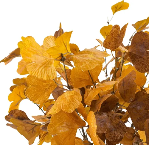 Vista 7 de 6 piezas de hojas de ginkgo artificiales, tallos de vegetación de otoño, flores artificiales de otoño en aerosol para jarrones de otoño, centros