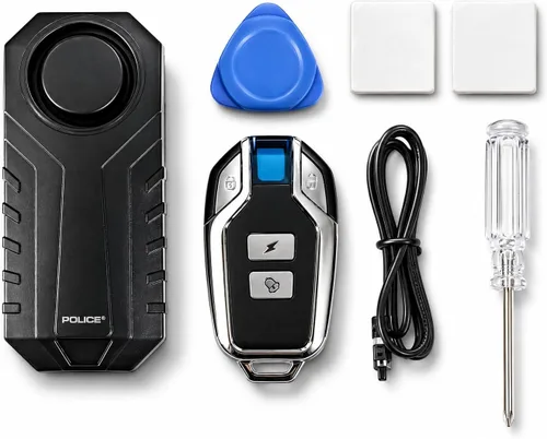 Vista 7 de Police Alarma de bicicleta con control remoto 113dB inalámbrico antirrobo vibración, sensor de movimiento, sistema de seguridad impermeable