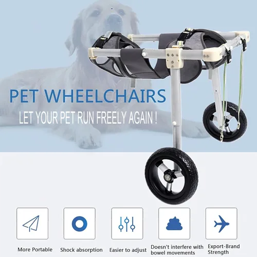 Vista 7 de Silla de ruedas para perros para patas traseras, rehabilitación ajustable, 2 ruedas, carrito de perros, silla de ruedas para perros con patas