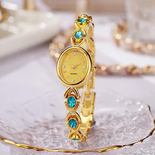 Vista 2 de Reloj para mujer, pulsera vintage pequeña, esfera ovalada, impermeable, de cuarzo, vestido de mesa