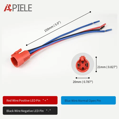 Vista 4 de Interruptor de botón momentáneo de 0.79 pulgadas, interruptor APIELE 10A 1NO de acero inoxidable IP65 a prueba de agua (12-24 V LED redondo alto)