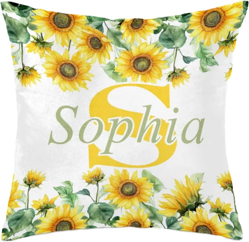 Vista 7 de Funda de almohada con nombre, funda de almohada personalizada con flores, funda de almohada cuadrada, regalos de cumpleaños para mamá, sofá, cama