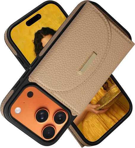 Vista 36 de Funda tipo cartera de Keallce para iPhone 14 Pro de 6.1 pulg., funda con tapa y ranuras para tarjetas, soporte con anillo, funda protectora de piel