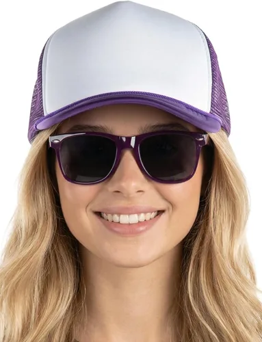 Vista 79 de Funky Junque Sombrero de camionero ligero Snapback de espuma de malla en Negro/Negro