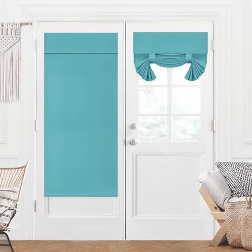 Vista 16 de Deconovo Cortinas opacas para puerta, bolsillo para cortinero y cortinas de bloqueo con aislamiento térmico para dormitorio, 137.16 x 189.2 cm, azul