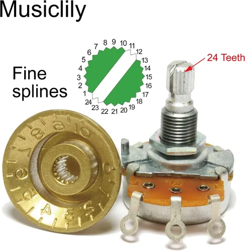 Vista 3 de Musiclily Pro Inch USA LP - Perillas de velocidad para guitarra, tono de 24 líneas, pomos de control de volumen para USA Les Paul CTS Pots guitarra