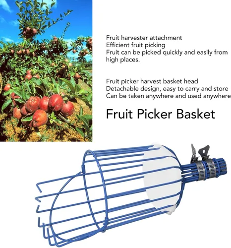 Vista 5 de Cesta recolectora de frutas, 9.8 x 0.8 x 5.9 in, herramienta multifuncional desmontable para recolección de árboles, accesorio para cosechadora