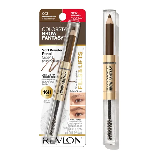 Vista 16 de Revlon ColorStay - Lápiz y gel para cejas Fantasy, 001 rubio ceniza This brow product features a powder-soft pencil and a clear shaping gel to