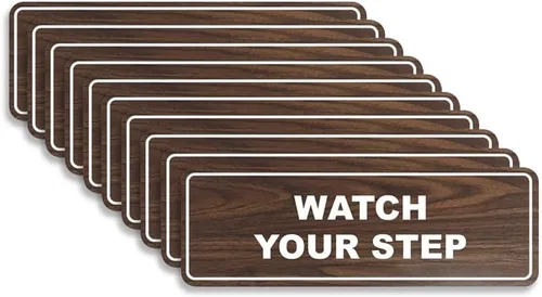 Vista 18 de Signs ByLITA Letrero estándar para pared o puerta con texto en inglés «Watch Your Step», señalización de salud y seguridad (negro), mediano