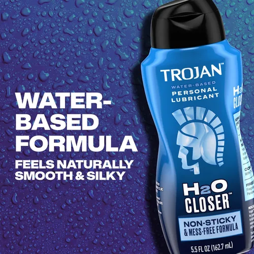 Vista 3 de TROJAN Lubricantes H2O Closer Lubricante a base de agua, lubricante Sin fragancia ni tinte para pieles sensibles, vitamina E, lubricante a base