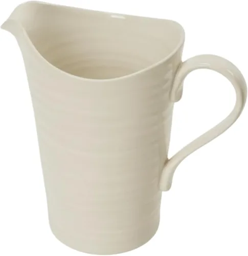 Vista 4 de Portmeirion Sophie Conran - Jarra grande de porcelana fina de 3 puntos para servir bebidas frías o exhibir flores, apta para lavavajillas Guijarro
