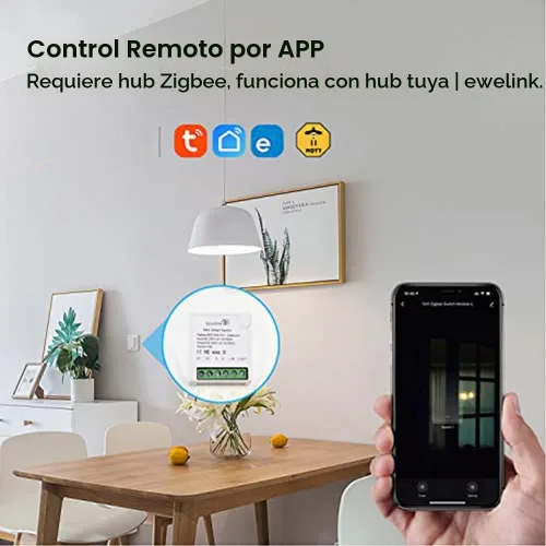 Vista 5 de Zigbee - Mini módulo de relé de interruptor inteligente WiFi, control de modo dual de 2 vías, interruptor de 16 A para automatización del hogar